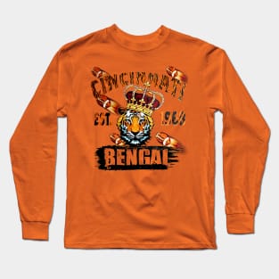 cincinnati bengal football ohio est 1968 retro vintage look Long Sleeve T-Shirt